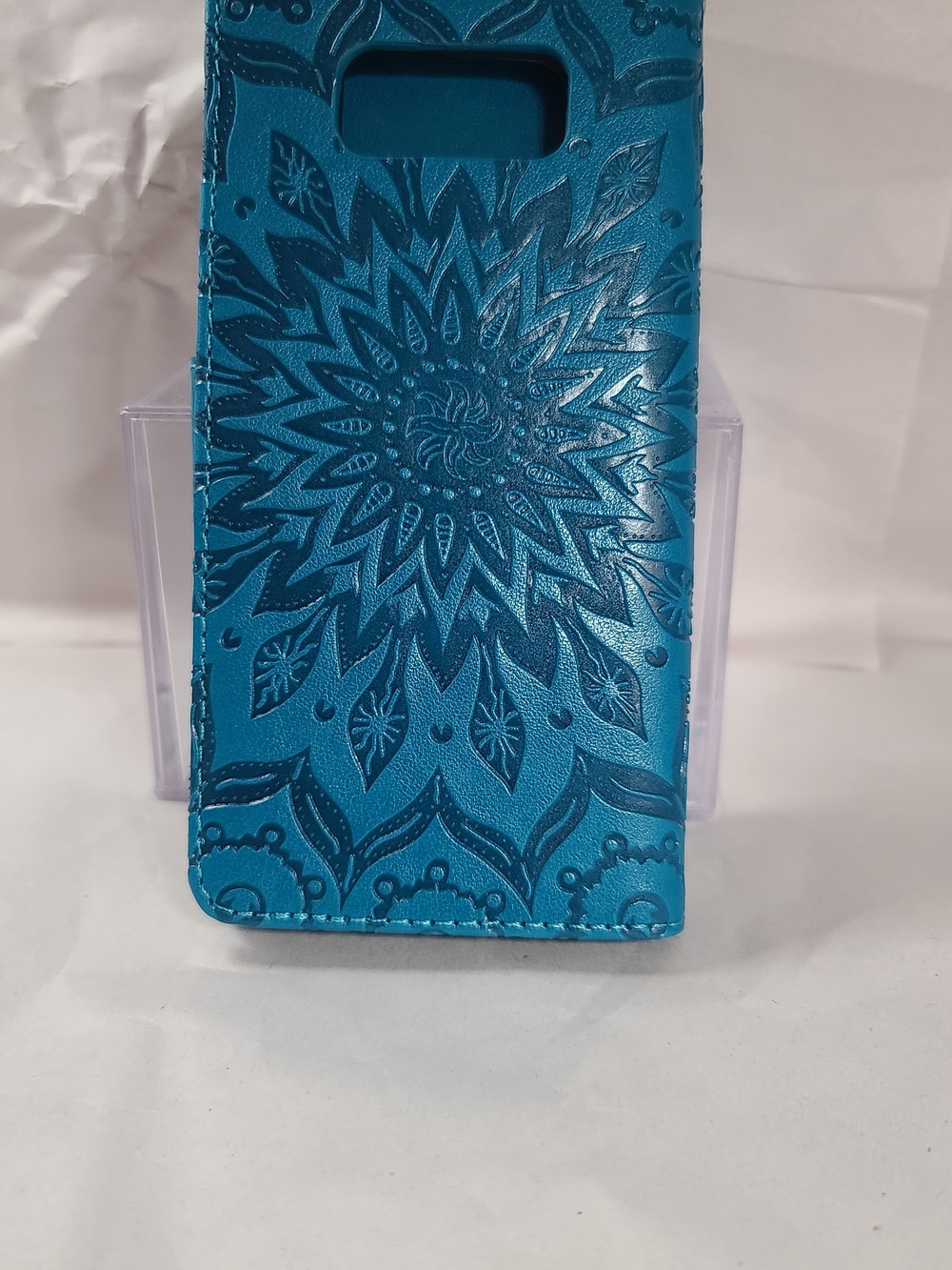 Samsung GALAXY S8 Blue Floral Embossed Magnetic Wallet Phone Case - Unbranded
